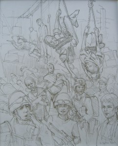 Etude, Nos enfants soldats 37 x 25 cm