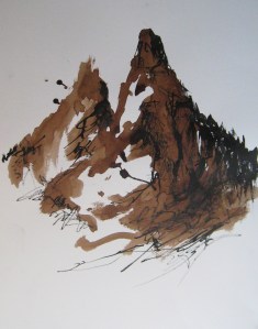 Chamonix Le Dru la Verte 2016 brou de noix encre de Chine 60x50 Christine Lévy-Rostagnat (7).JPG