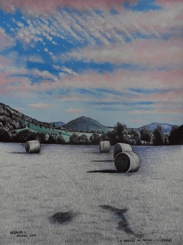 La vallée du Suran depuis le Fond de la Roche (Jura) 41 x 31 cm 2019 Laurent Vernier